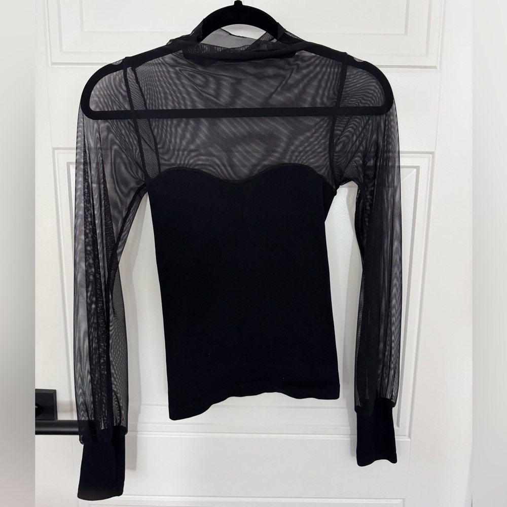 Free People Intimately Black Stretch Mesh Top